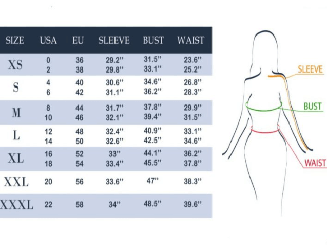 مقاسات الملابس s m l xl